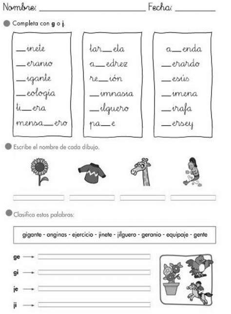 Practicamos Ge Gi Je Y Ji Worksheet Palabras Con G Libros De