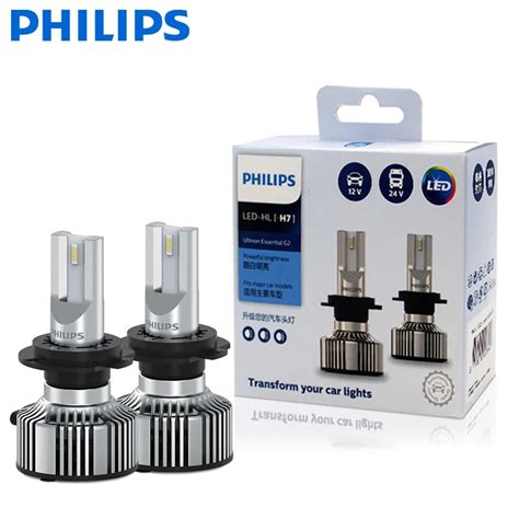 2X Philips Ultinon Essential G2 LED 6500K H7 12 24V 20W PX26d Far And