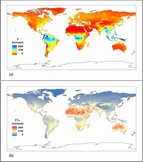 Spatial Distribution Of A Mean Annual Precipitation P And B Mean Download Scientific