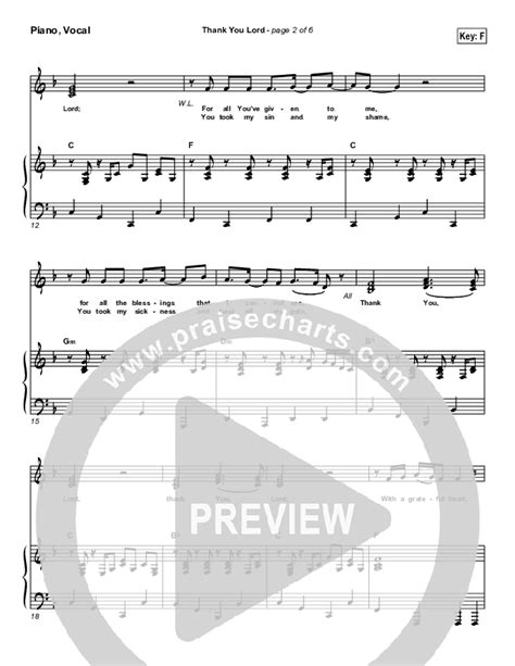 Thank You Lord Sheet Music Pdf Paul Baloche Praisecharts