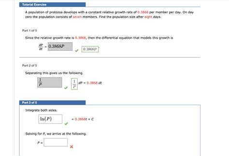 Solved Tutorial Exercise A Population Of Protozoa Develops Chegg