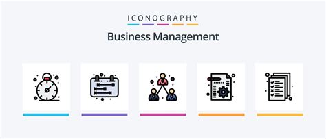 Business Management Line Filled 5 Icon Pack Including Growth Server