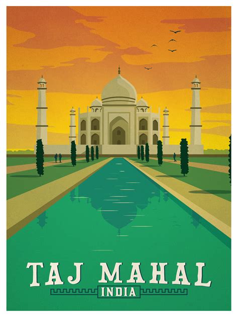 Vintage Taj Mahal Print Taj Mahal Travel Posters Vintage Travel Posters