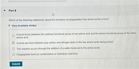 Solved Part EWhich Of The Following Statements About The Chegg