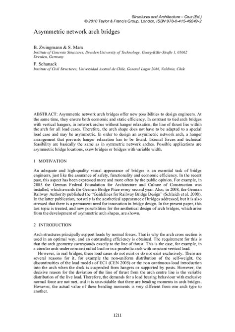 Pdf Asymmetric Network Arch Bridges