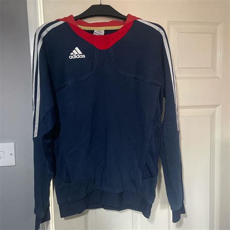 Adidas Mens Blue And Red Jumper Depop