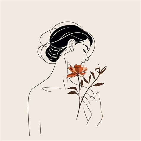 Premium Vector Minimalist Women And Flower