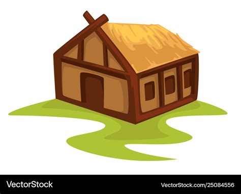 Peasants Wooden House Medieval Hut With Straw Roof