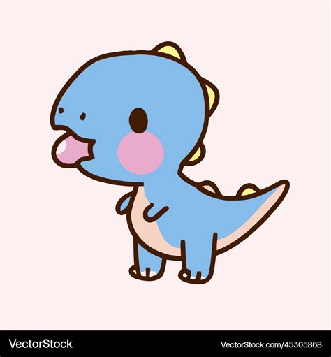 Cute Dinosaur Kawaii Chibi Drawing Style Vector Image