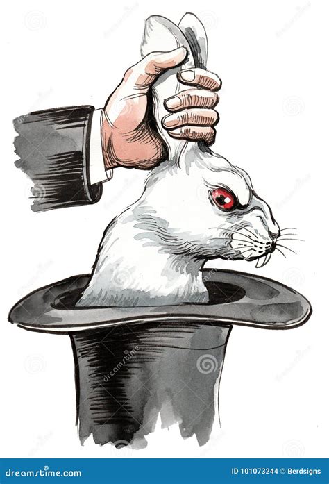 Magician Taking Out A Rabbit From The Hat Stock Illustration