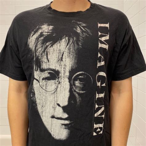 John Lennon Imagine Black T-Shirt - BIDSTITCH