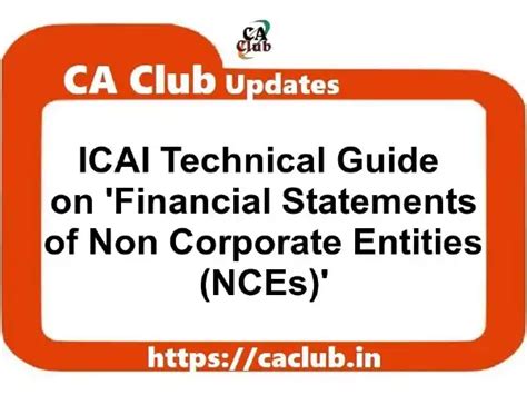 ICAI Guidance Note 2023 On Financial Statements Of NCEs Non Corporate