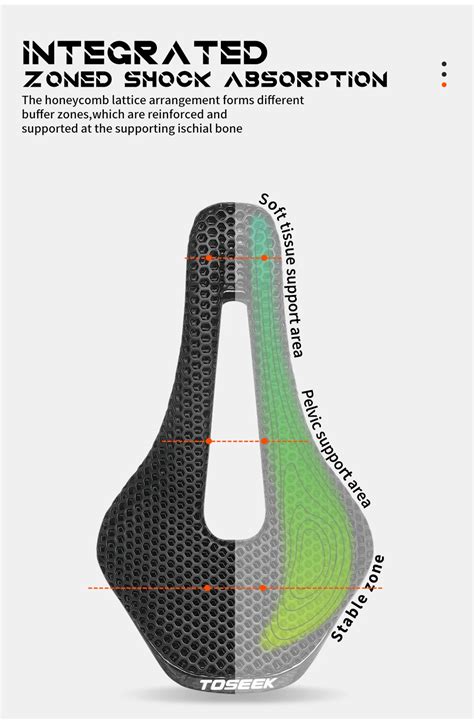 TOSEEK TS216 3D Printed Bicycle Saddle Carbon Fiber Ultralight Hollow