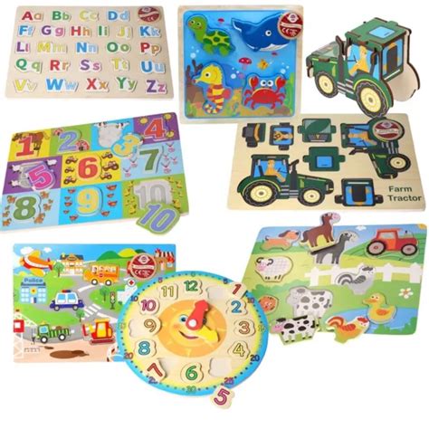 WOODEN PUZZLE BABY Kids Toddler Jigsaw Alphabet Letters Animal DIY Learning Toys £4.99 - PicClick UK