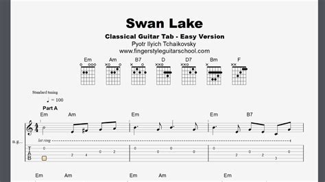 Swan Lake Easy Classical Guitar Tab With Pdf Download Youtube