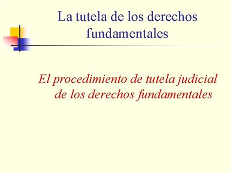 La Tutela De Los Derechos Fundamentales El Procedimiento