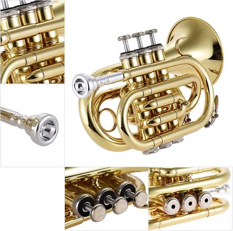 Mini Pocket Trumpet Bb Flat Brass Wind Instrument With Mouthpiece