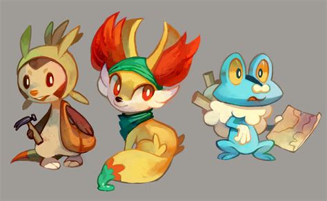 Fennekin Chespin And Froakie Pokemon And More Drawn By