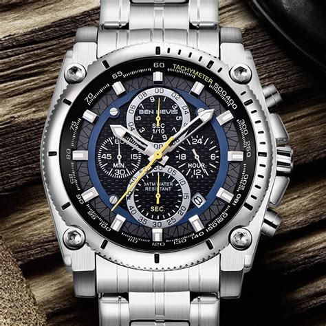 Ben Nevis Chronograph Business Watch Men S Silver Black Stainless Steel