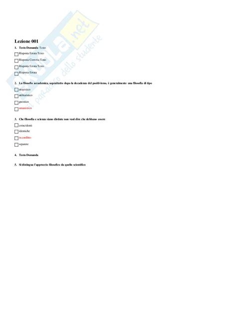 Paniere Filosofia Del Diritto Risposte Multiple
