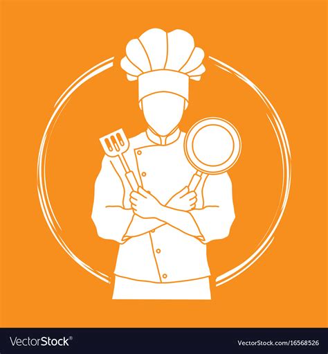 Chef Cook Crossed Arms With Pan And Spatula Vector Image