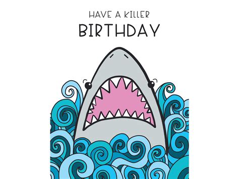 Fun Shark Birthday Card Printable Shark Card For Kids Etsy