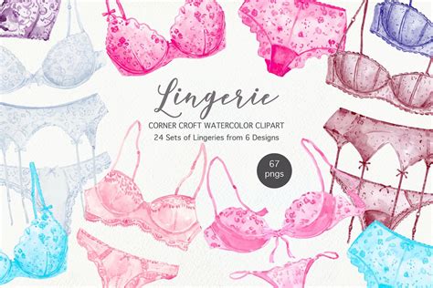 Watercolor Lingerie Clipart Illustrations Design Bundles