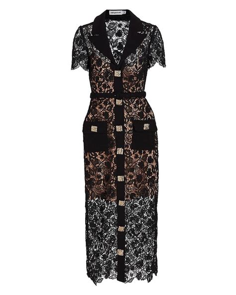 Self Portrait Magnolia Lace Midi Dress In Black Lyst