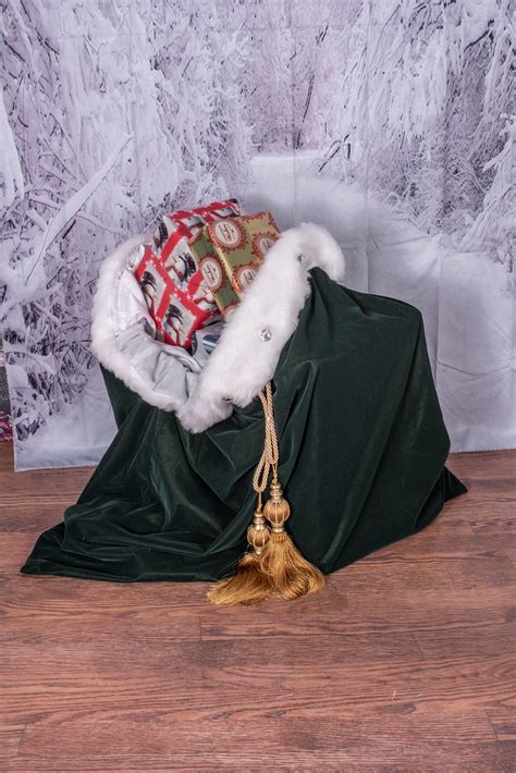 Santa Toy Bag 28 Wide By 34 Tall Pillowcase Style Green Velvet