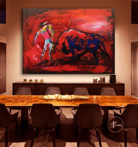 Large Abstract Painting Bullfighting Bull Art Bullfighting - Etsy