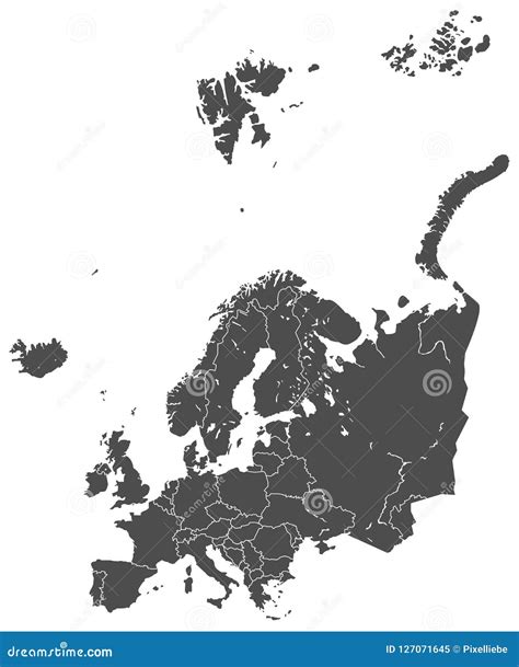 Europe Map Vector Grey Stock Illustration Illustration Of Cartography