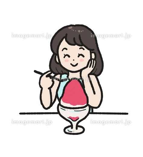 かき氷を食べる女性のイラスト 165166471 イメージマート