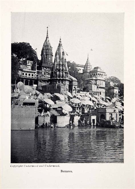 1929 Print Benares Varanasi River Ganges India Cityscape Holy Architec