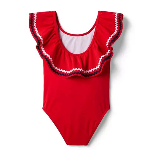 Girl Very Cherry Ric Rac Ruffle Swimsuit By Janie And Jack