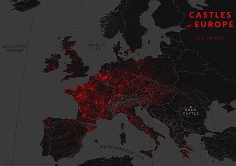 Map of all the castles in Europe : europe