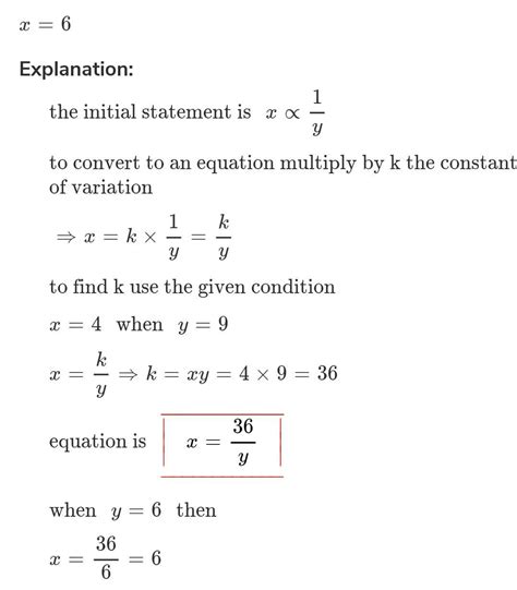 If X And Y Vary Inversely And X 24 When Y 3 Find X When When Y 9