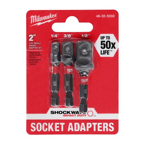 Shockwave Impact Duty 1 4 In Hex Shank Socket Adapter Set 3 Piece Milwaukee Tools Preston