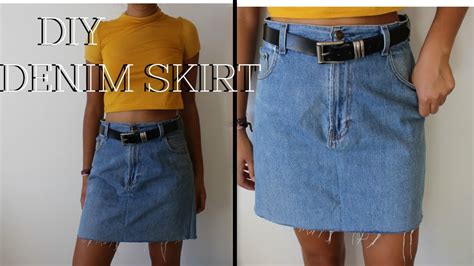 Diy Denim Skirt From Oversized Jeans Youtube