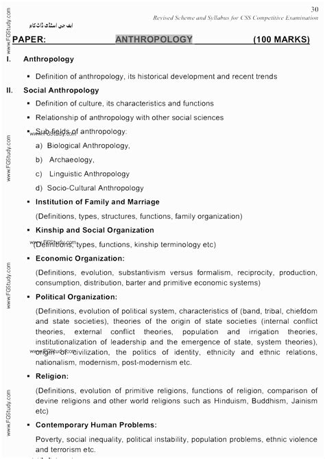 Fpsc Css Exam Syllabus Page No Of