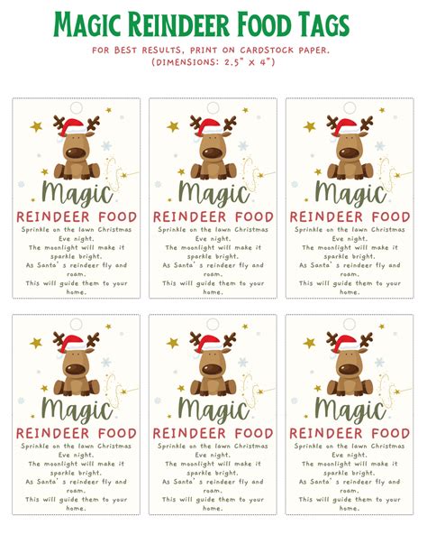 Free Magic Reindeer Food Printable Recipe Topper