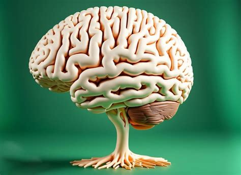 Un Modelo De Cerebro Humano Con El Pie Sobre Un Fondo Verde Foto Premium