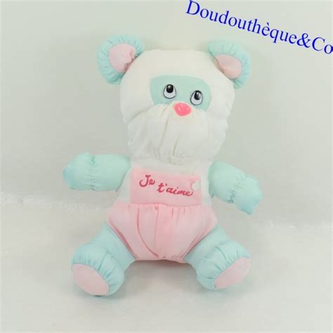 Mini Peluche Ours Style Puffalump Toile De Parachute Je T Aime Rose