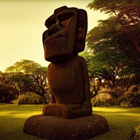 A Moai Statue Giving A Ted Talk Intricate Artwork By Stable