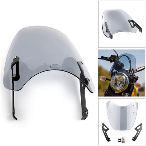 Windshield Windscreen Wind Defector Protection For Ducati Scrambler 2015 2018 Gray Mad Hornets