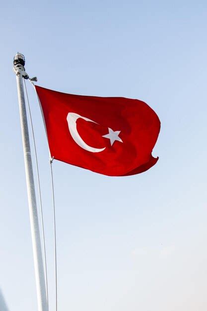 Premium Photo Turkish National Flag Hang On A Pole In Open Air