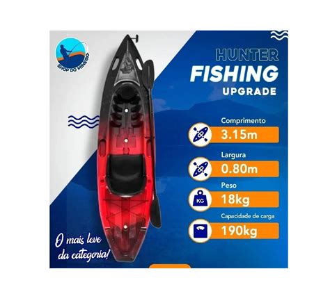 Caiaque Pesca Brudden Náutica Hunter Fishing 285 Pro Cooler Shop do