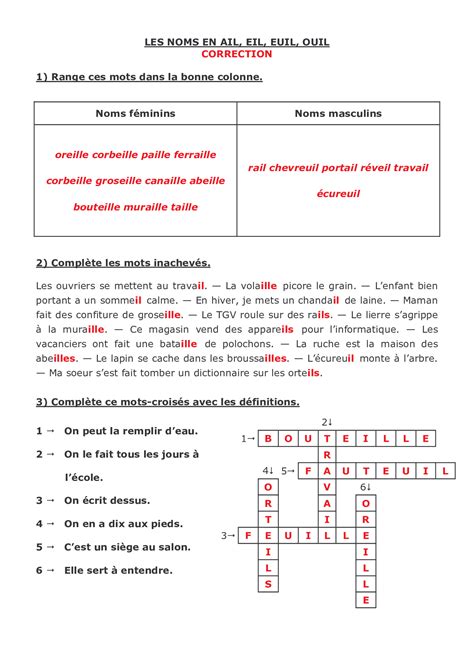 Mots Avec Ail 309646 Mots Avec Terminaison Ail