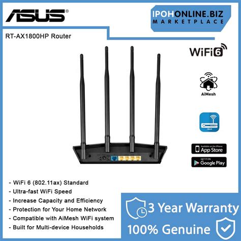 ASUS RT AX1800HP AX1800 Dual Band Smart WiFi 6 802 11ax AiProtection