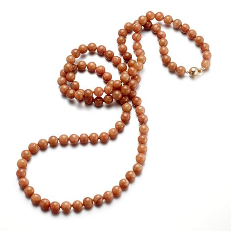 Long Red Jade Bead Necklace Gumps