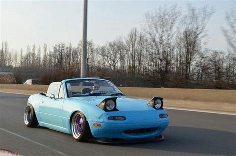 Stanced Baby Blue Mazda Mx5 Miata Mazda Miata Miata Car